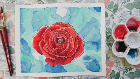How To Paint Flowers With Watercolor | Red Roses