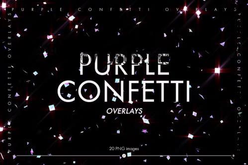 Shiny Purple Confetti Overlays - THEAXVJ
