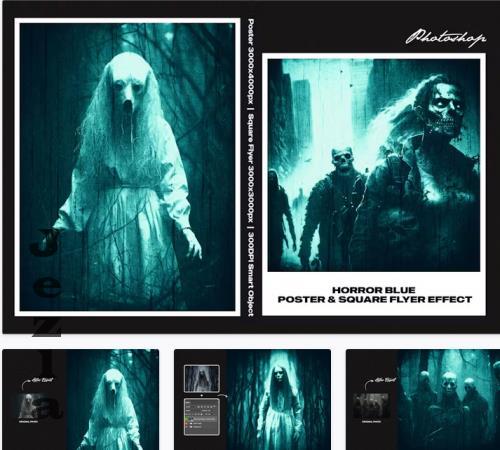 Horror Blue Square and Poster Effect - HP6G98D