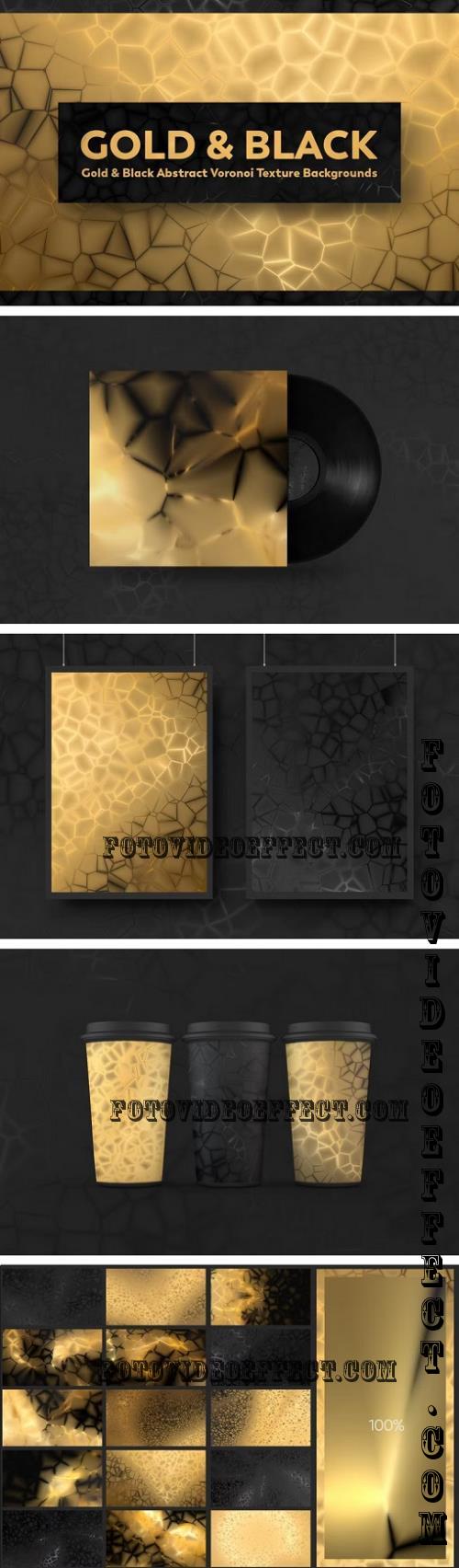 Gold & Black Abstract Voronoi Texture Backgrounds - S56AAY8