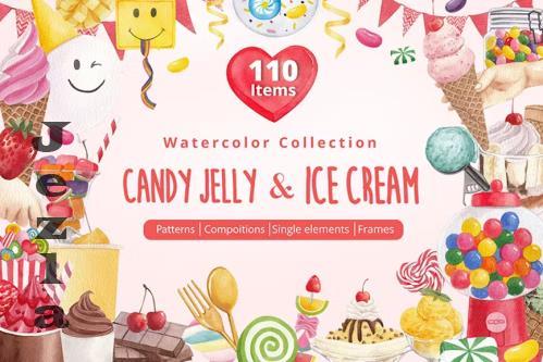 Candy Jelly & Ice Cream Watercolor - 13425676