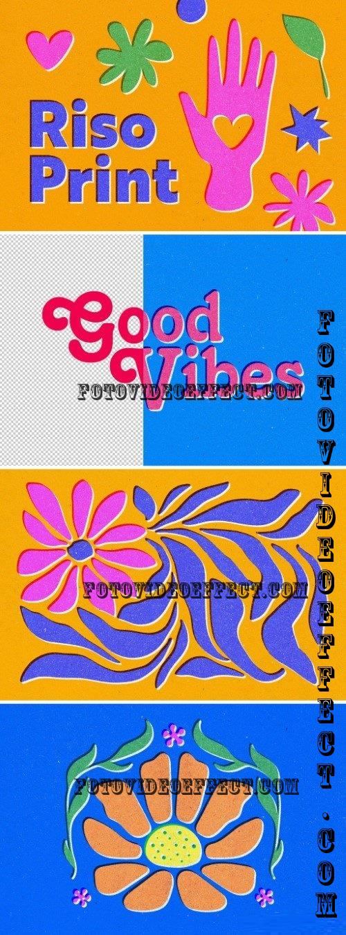 Risoprint Grunge Text & Logo Effect - 195280350