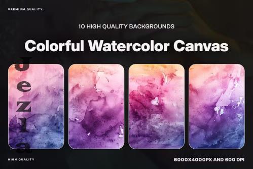 10 Colorful Watercolor Canvas Background - 783YM9Q