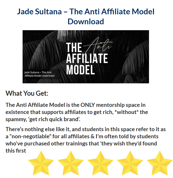 Jade Sultana – The Anti Affiliate Model Download 2024