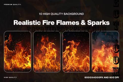 10 Realistic Fire Flames & Sparks Background - V5E8QEE