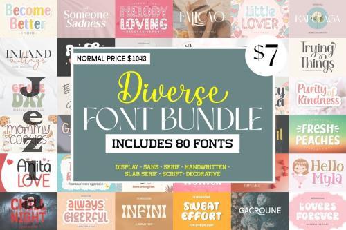 Diverse Font Bundle - 80 Premium Fonts