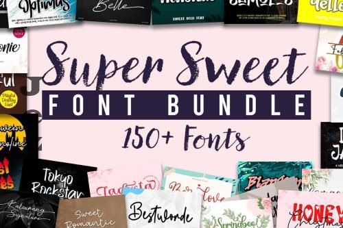 Super Sweet Font Bundle - 166 Premium Fonts, 1 Premium Graphics