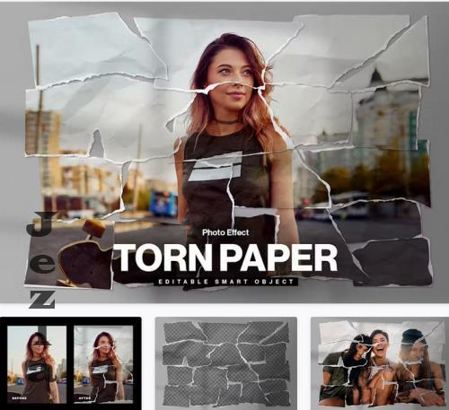Torn Paper Photo Effect Template - 2FTX6T3