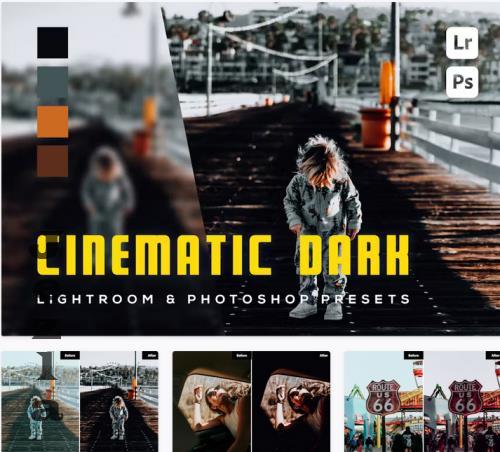 6 Cinematic Dark Lightroom and Photoshop Presets - D7YX4ZP