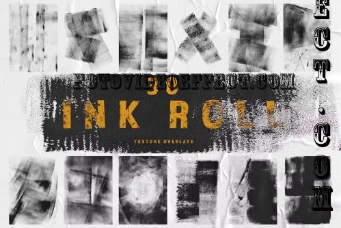 30 Ink Roll Texture Overlay, Grunge Paint Effect - 5LMB9YL