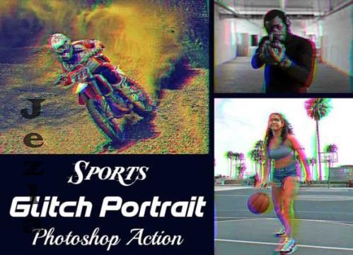 Sports Glitch Portrait Ps Action - 92039775