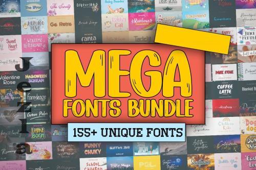 Mega Fonts Bundle -  158 Premium Fonts
