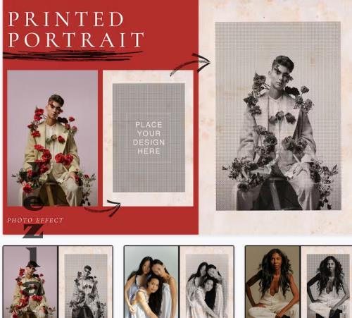 Printed Portrait Photo Book Effect Template - W2JYGWG