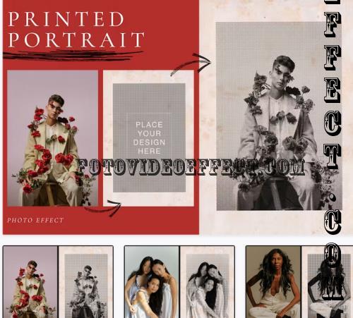 Printed Portrait Photo Book Effect Template - W2JYGWG