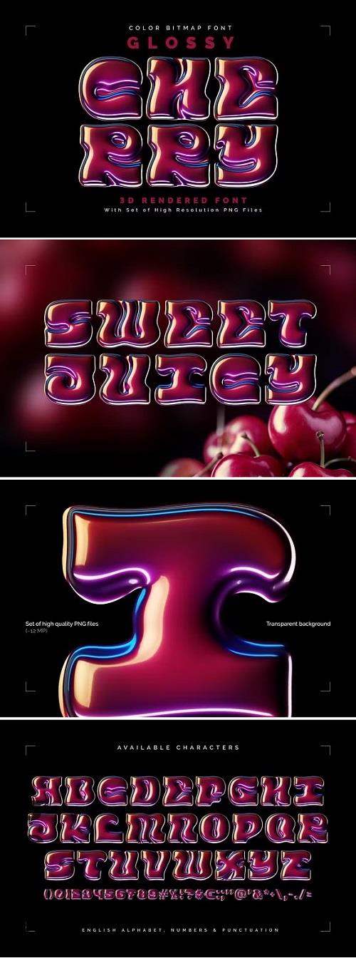 Glossy Cherry - Color Bitmap Font - 196288236