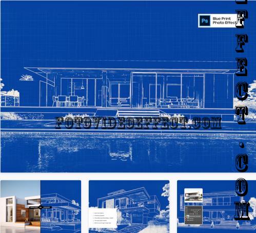 Blue Print Photo Effect - 8YUY27E