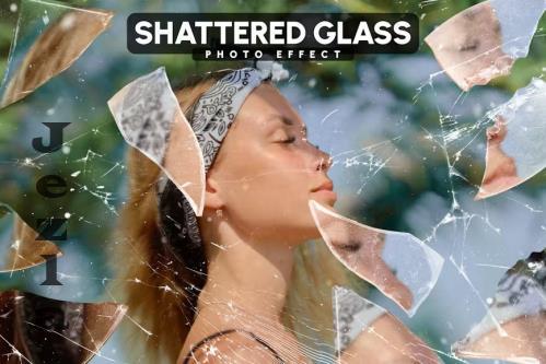 Shattered Glass Pieces Photo Effect - YSM7CMB