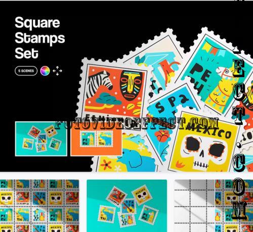 Square Stamps Mockup Set - 256624322