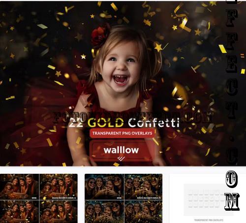 Gold confetti transparent overlays - 244564435