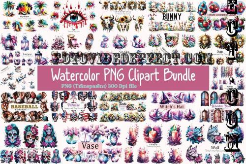 Beautiful Watercolor PNG Clipart Bundle - 21 Premium Graphics