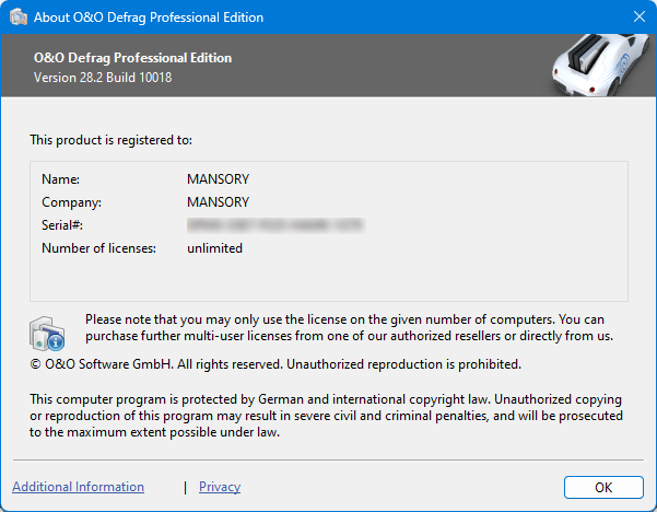 O&O Defrag Professional / Server 28.2.10018