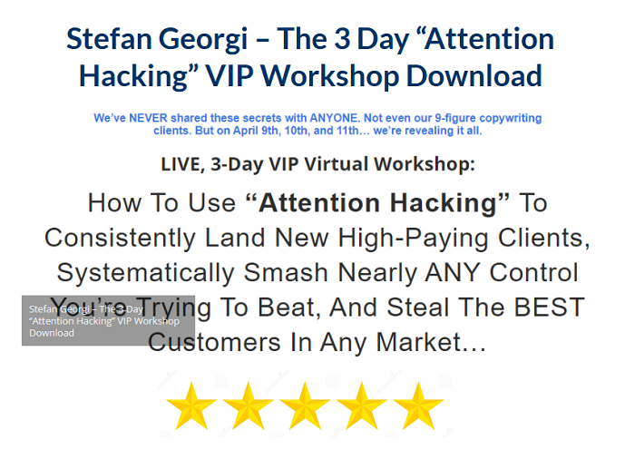 Stefan Georgi – The 3 Day "Attention Hacking" VIP Workshop Download 2024
