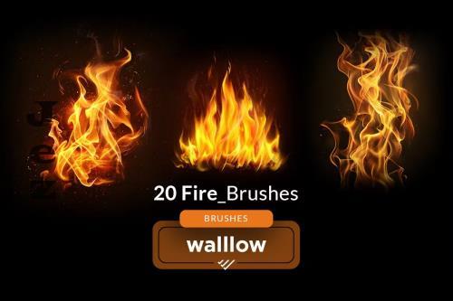 Realistic fire and flames : 20 photoshop brushes - RUFJKRP