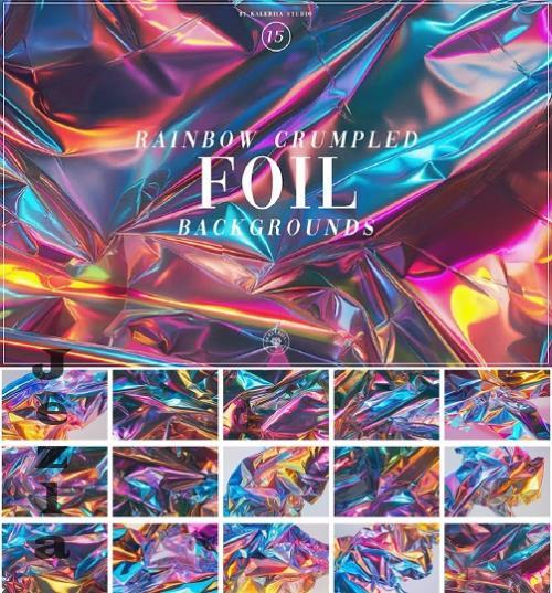 Rainbow Crumpled Foil Backgrounds - VJYJKPX