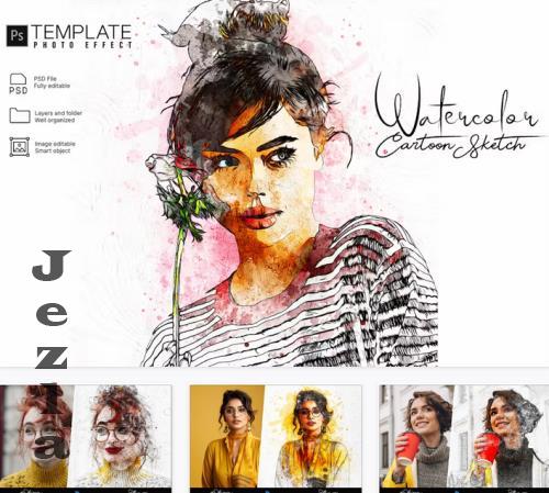 Watercolor Photo Effect Psd Template - X3QFTQ9