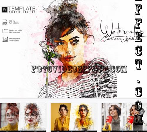 Watercolor Photo Effect Psd Template - X3QFTQ9