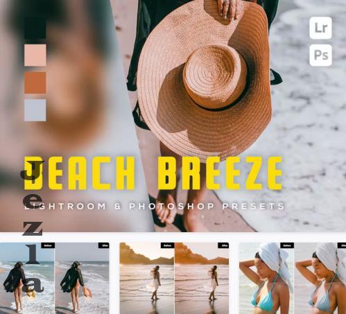 6 Beach Breeze Lightroom and Photoshop Presets - Q33SVVR