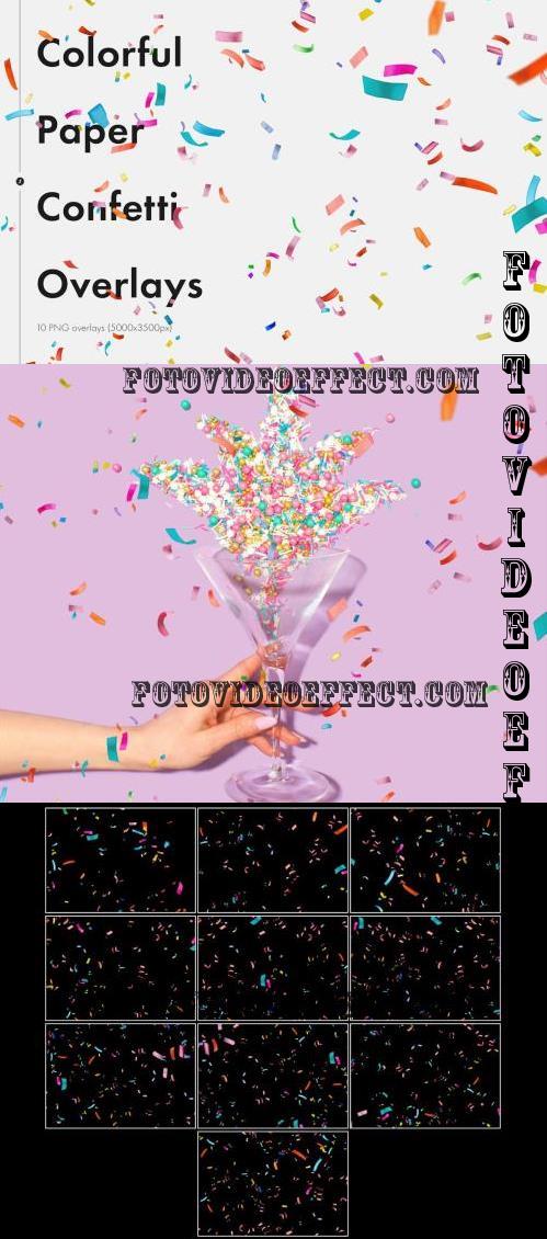 Colorful Paper Confetti Overlays - B6YQTH4