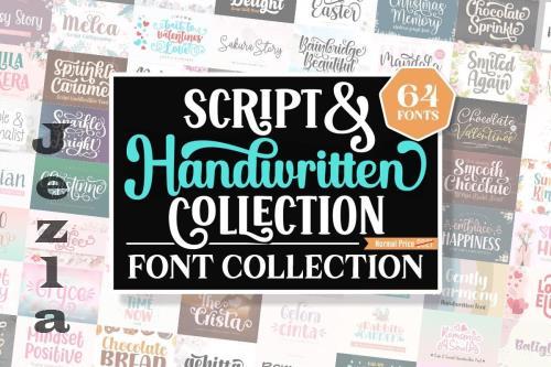 Script and Handwritten Font Bundle - 64 Premium Fonts