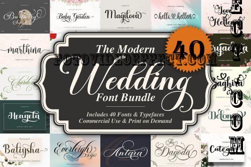 The Modern Wedding Font Bundle - 40 Premium Fonts