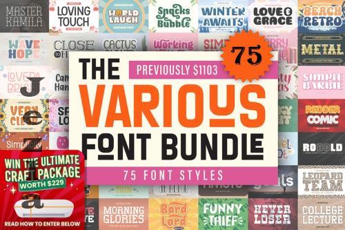 The Various Font Bundle - 75 Premium Fonts