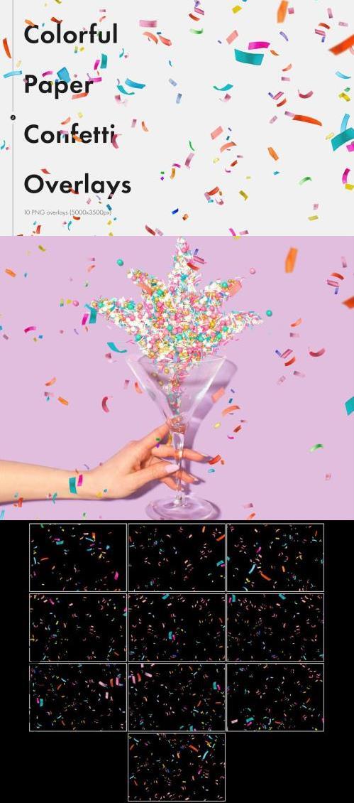 Colorful Paper Confetti Overlays - B6YQTH4