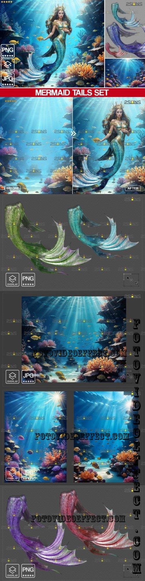 Mermaid photoshop overlays, backdrop Vol 01 - 280356348