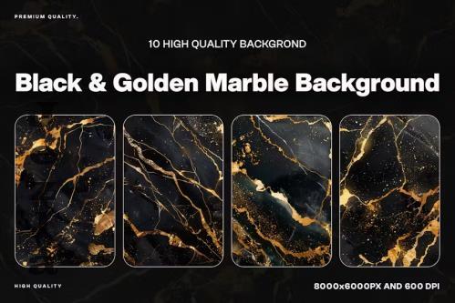 10 Black & Golden Marble Background Texture - PXRXBGB