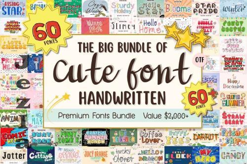 Cute Font Bundle - 68 Premium Fonts