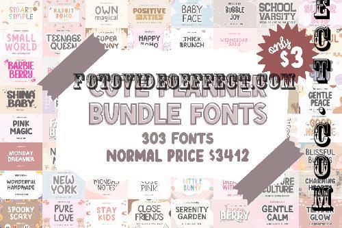 Cute Planner Fonts Bundle - 303 Premium Fonts
