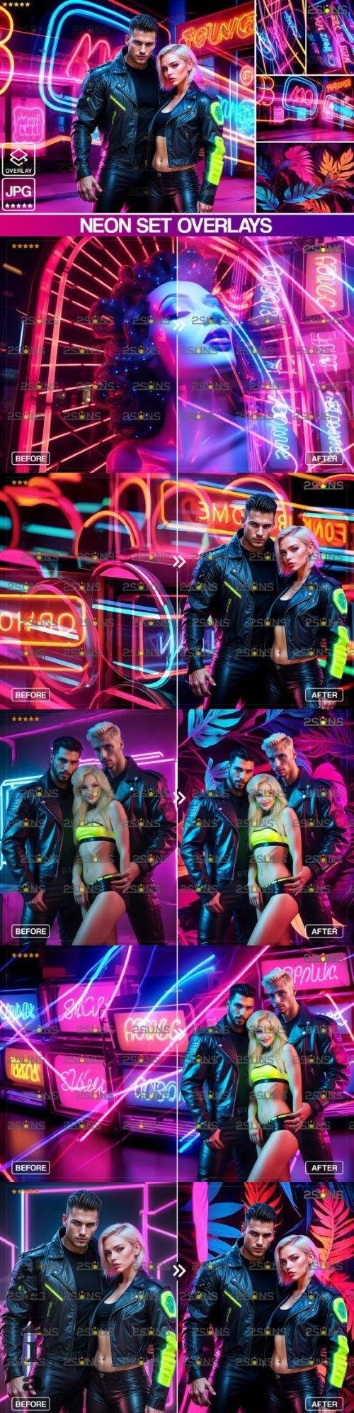 Neon photoshop overlays backdrops - 280354821