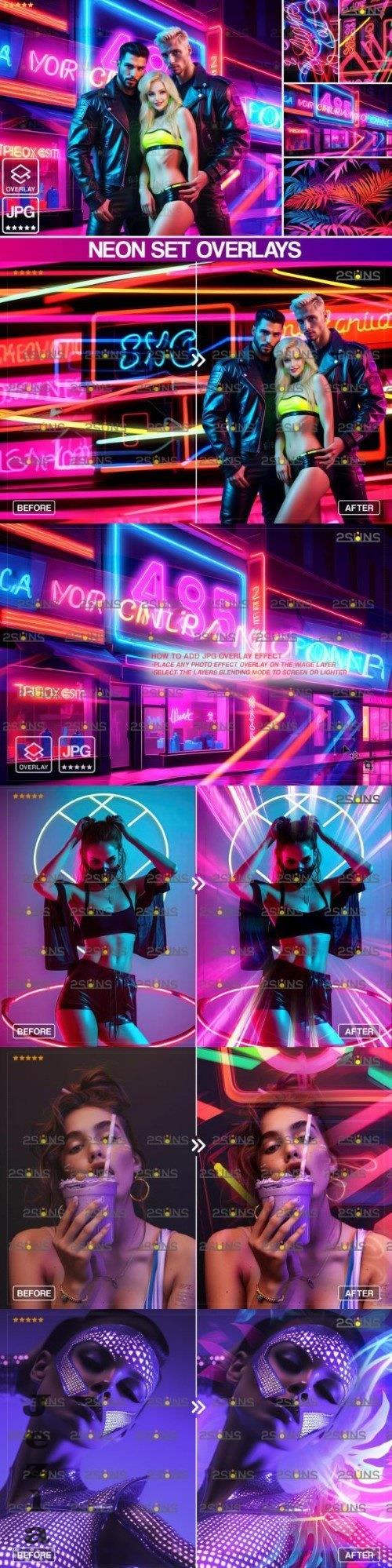 Neon Photoshop overlays backdrops Vol 07 - 280354672