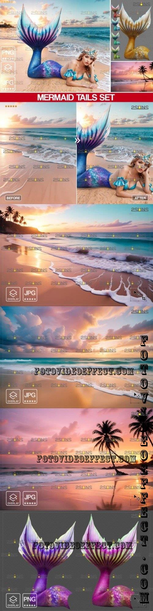 Mermaid photoshop overlays backdrops Vol 03 - 280356423