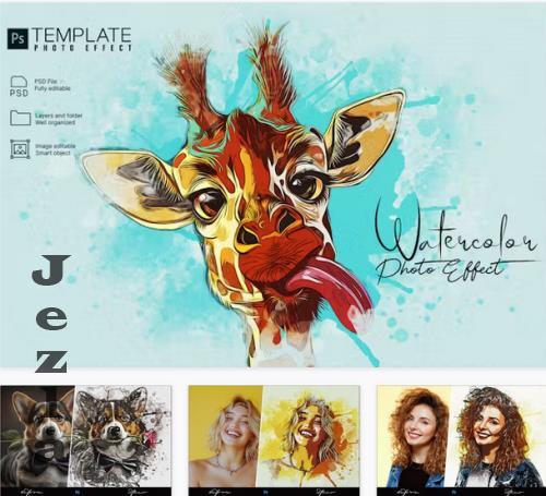 Watercolor Photo Effect Template Photoshop - HJGF5QA