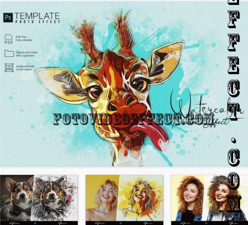 Watercolor Photo Effect Template Photoshop - HJGF5QA