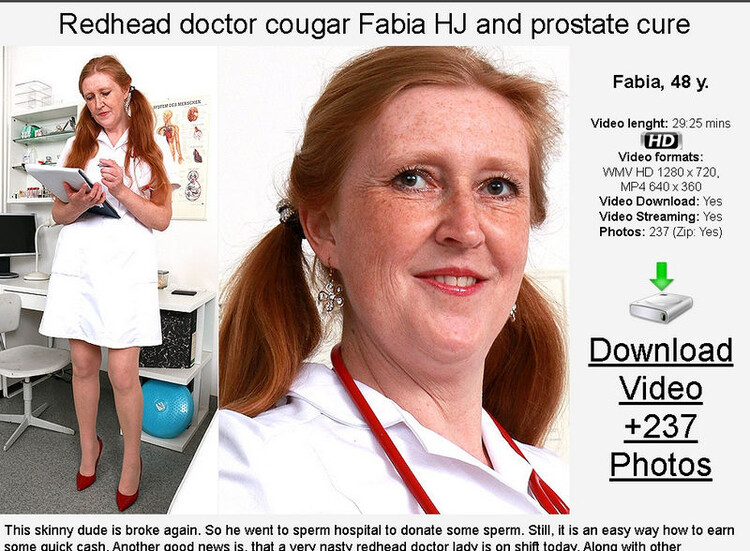 Fabia m : Ginger doctor lady Fabia HJ and prostate massage (spermhospital) HD 720p