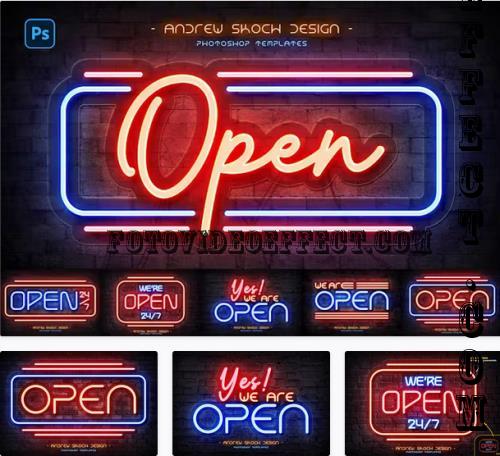 Open Neon Sign - Photoshop Mockups -281556459