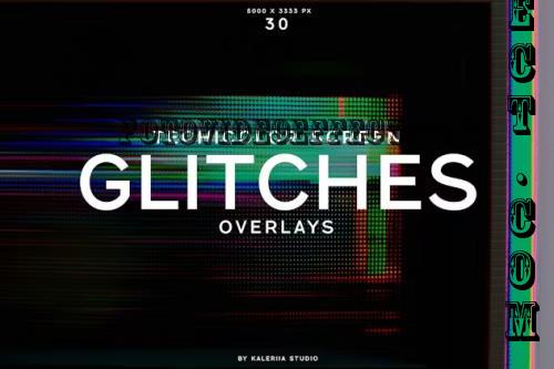 30 Technicolor Screen Glitches Overlays - MACBQY9