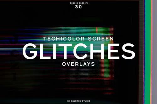 30 Technicolor Screen Glitches Overlays - MACBQY9