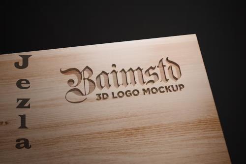 Engraved Wood Logo Mockup - YNMRXJH